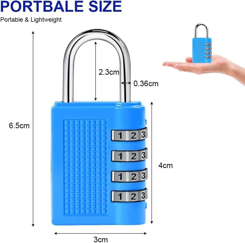 Flintronic 4 darabos számzáras lakat 4 számjegyes kombinációs záras szett - Schwarz+rot+silber+blau a