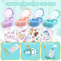 flintronic Sticlă de apă pentru copii cu pai, fără BPA, etanșă - cyan - 500 ml 6