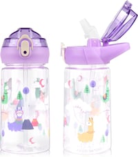 flintronic Sticlă de apă pentru copii 500ml cu pai, sticlă sport fără BPA pentru fete și băieți, mov 9