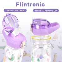 flintronic Sticlă de apă pentru copii 500ml cu pai, sticlă sport fără BPA pentru fete și băieți, mov 4