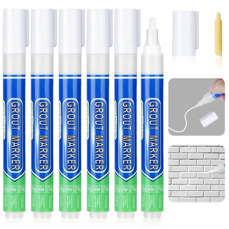 flintronic 6 darab fehér fugajavító filctoll csempefestő marker csere betéttel fürdőszoba konyha padló fali fugákhoz