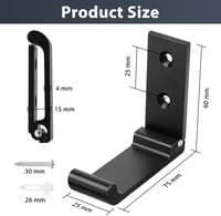 flintronic 6 db Fekete Fali Akasztó - Összecsukható Alumínium Falihorog 15 kg Teherbírással, Kabátokhoz, Törölközőkhöz, Táskákhoz, 7,5 cm 1