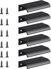 flintronic 6 db rejtett bútorajtó fogantyú, modern konyhai szekrény fogantyú, alumínium, fekete, 8 cm - 80mm (64mm Lochabstand), Black 1
