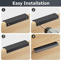 flintronic 6 db rejtett bútorajtó fogantyú, modern konyhai szekrény fogantyú, alumínium, fekete, 8 cm - 80mm (64mm Lochabstand), Black 4