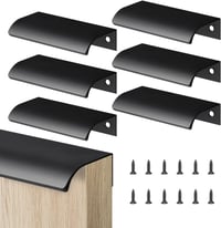 flintronic 6 db rejtett bútorajtó fogantyú, modern konyhai szekrény fogantyú, alumínium, fekete, 8 cm - 80mm (64mm Lochabstand), Black 8