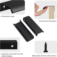 flintronic 6 db rejtett bútorajtó fogantyú, modern konyhai szekrény fogantyú, alumínium, fekete, 8 cm - 80mm (64mm Lochabstand), Black 3