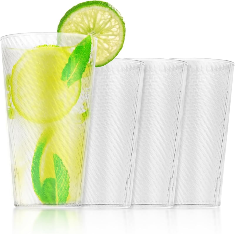 flintronic 600 ml-es újrafelhasználható műanyag pohár szett, 4 db, BPA mentes, mosogatógépben mosható
