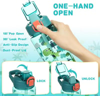 flintronic 600 ml Gyerek Ivópalack Szívószállal, BPA-Mentes Sportpalack Szivárgásmentes Fedéllel Kék 3