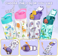 flintronic 600 ml Gyerek Ivópalack Szívószállal, BPA-Mentes Sportpalack Lányoknak és Fiúknak, Lila 5