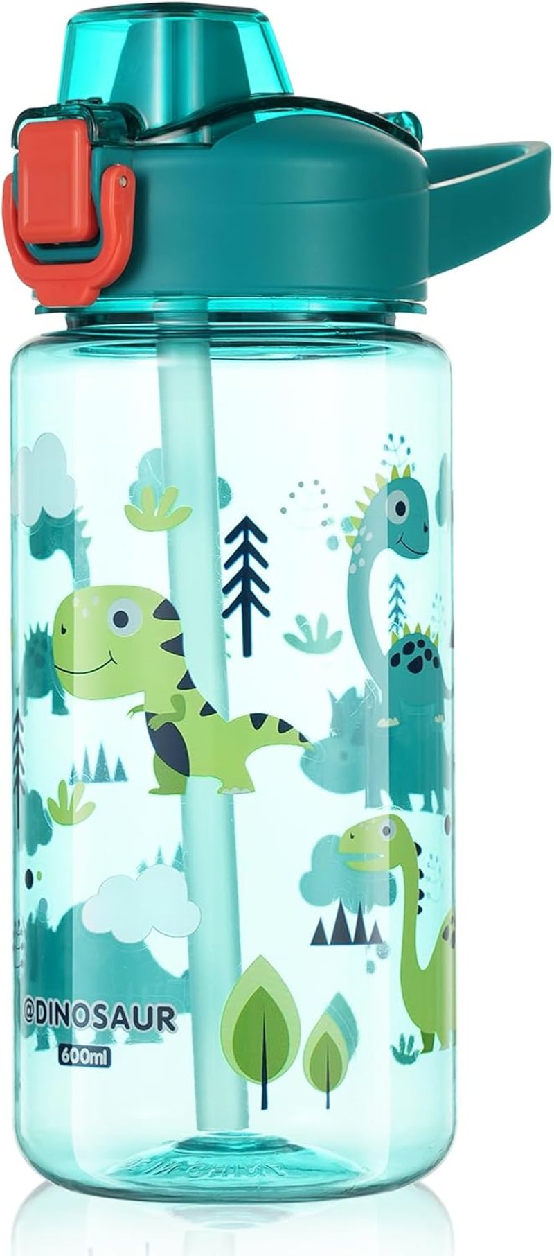 flintronic 600 ml Gyerek Ivópalack Szívószállal, BPA-Mentes Sportpalack Szivárgásmentes Fedéllel Kék