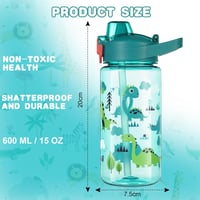 flintronic 600 ml Gyerek Ivópalack Szívószállal, BPA-Mentes Sportpalack Szivárgásmentes Fedéllel Kék 2