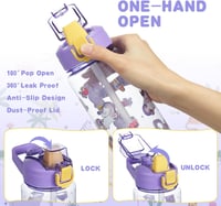 flintronic 600 ml Gyerek Ivópalack Szívószállal, BPA-Mentes Sportpalack Lányoknak és Fiúknak, Lila 3