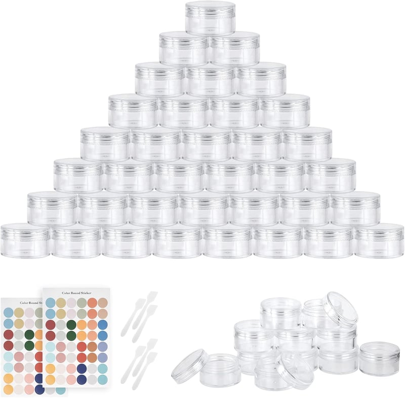 Flintronic 64 db 5ml átlátszó műanyag tégely spatulával és címkével kozmetikához