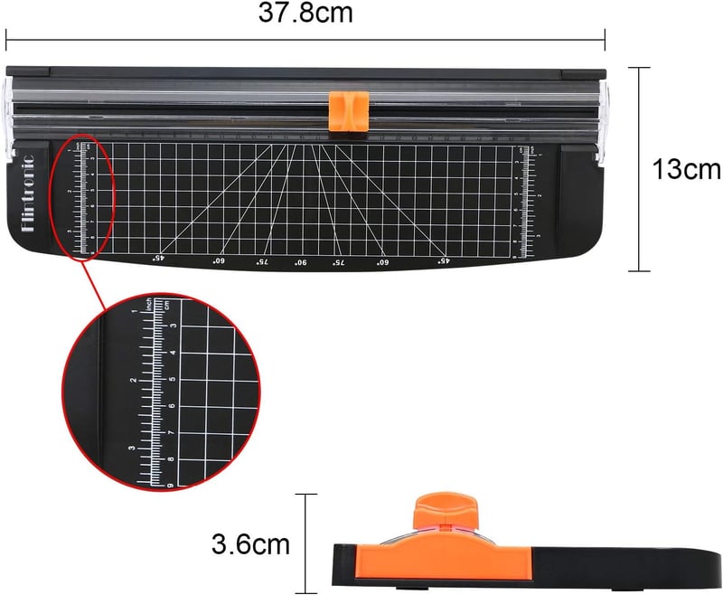 Flintronic A4 Papírvágó - Hordozható Vágógép Ujjvédővel és Vezetővonallal, Fotó, Kártya és Címke Vágásához, Otthoni és Irodai Használatra