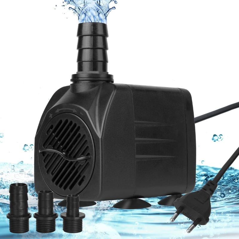 flintronic Akvárium és kerti tó búvárszivattyú 25 W 1500 l/h szökőkút szivattyú 3 fúvókával 13/16/19 mm, 1,4 m kábel, halk működés