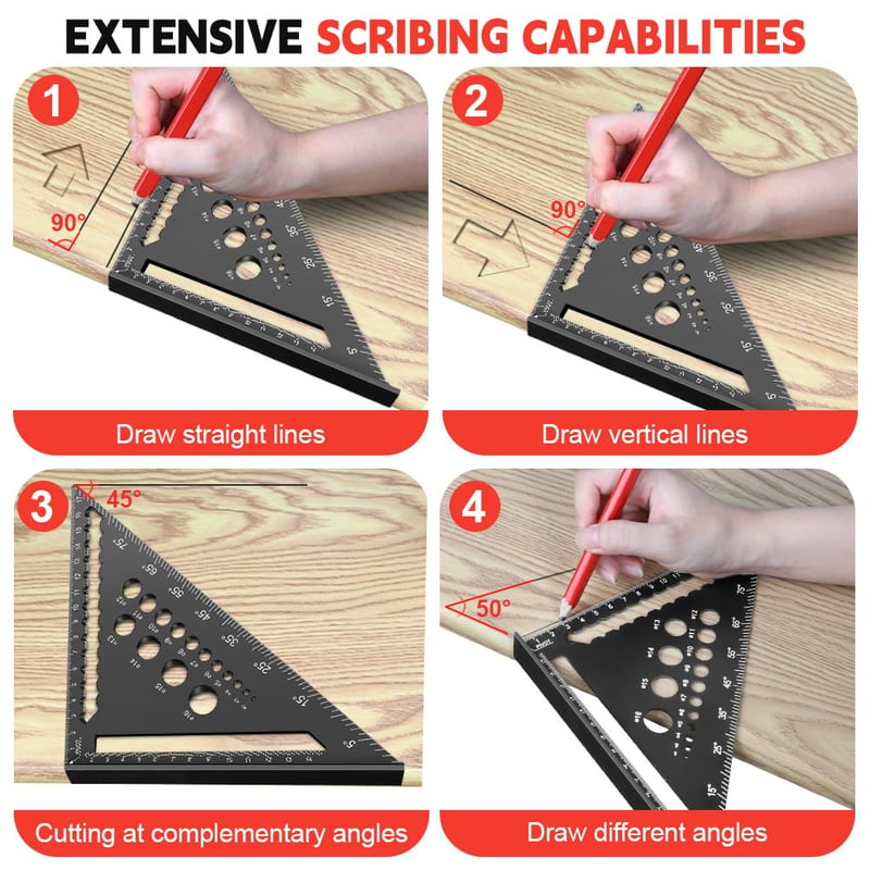 flintronic Asztalos Derékszög Készlet 2 db 18+30 cm Alumínium Vonalzó Szögmérő