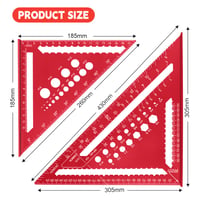 flintronic Asztalos Derékszög Készlet 2 db 18+30 cm Alumínium Vonalzó Szögmérő Piros 2