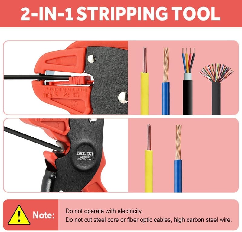 flintronic Automatikus Vezetékcsupaszító 2in1 Kábelvágó 14-24AWG Piros - Style Rouge