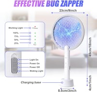 Flintronic elektromos szúnyogirtó teniszütő, 3000V, USB töltőállomással, LED fénnyel, rovarok, legyek, darazsak ellen, beltéri-kültéri haszn - #2 USB Charging Station (White) 2