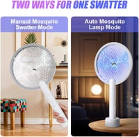 Flintronic elektromos szúnyogirtó teniszütő, 3000V, USB töltőállomással, LED fénnyel, rovarok, legyek, darazsak ellen, beltéri-kültéri haszn - #2 USB Charging Station (White) 8