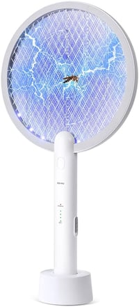 Flintronic elektromos szúnyogirtó teniszütő, 3000V, USB töltőállomással, LED fénnyel, rovarok, legyek, darazsak ellen, beltéri-kültéri haszn - #2 USB Charging Station (White) 9