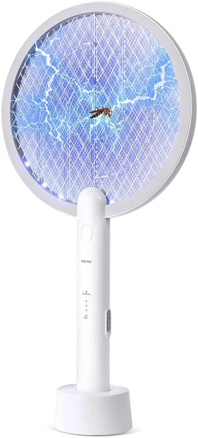 Flintronic elektromos szúnyogirtó teniszütő, 3000V, USB töltőállomással, LED fénnyel, rovarok, legyek, darazsak ellen, beltéri-kültéri haszn - #2 USB Charging Station (White)