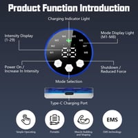 flintronic EMS Hasizom Toner 8 Mód 29 Intenzitás USB Töltős Elektrostimulációs Készülék - Blue (8 modes and 29 intensities), 25*16*2.44cm 7