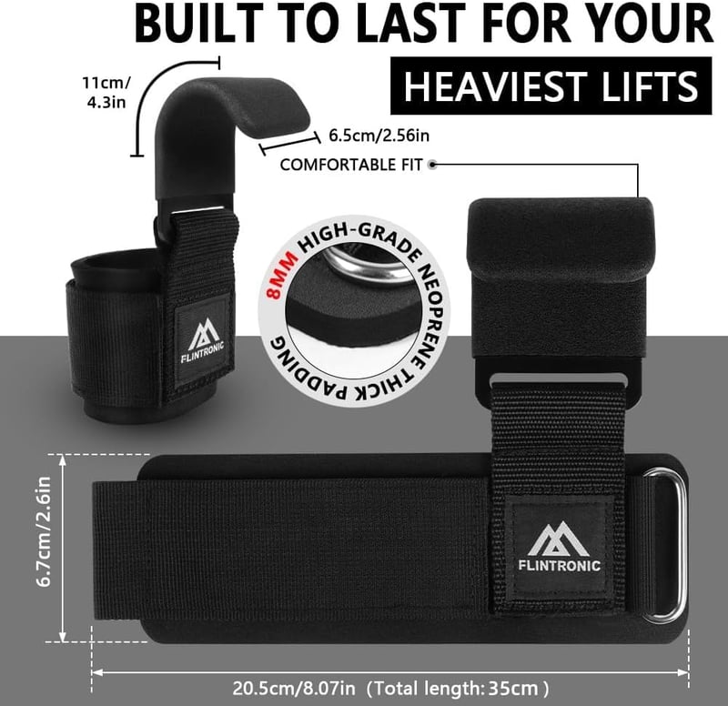 flintronic Erőemelő Szalagok Bőr Edzéshez, 8mm Neoprén Párnázás Testépítéshez - Black-2 pieces (Upgarde padding wide 6.7 cm)