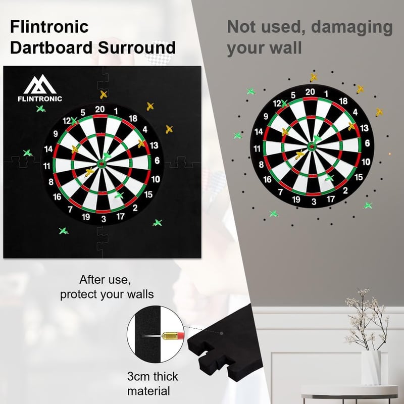 flintronic EVA darts tábla védő keret 45 cm-es dartboardhoz, összátmérő 72 cm, könnyű védőgyűrű, hátfalra illesztve