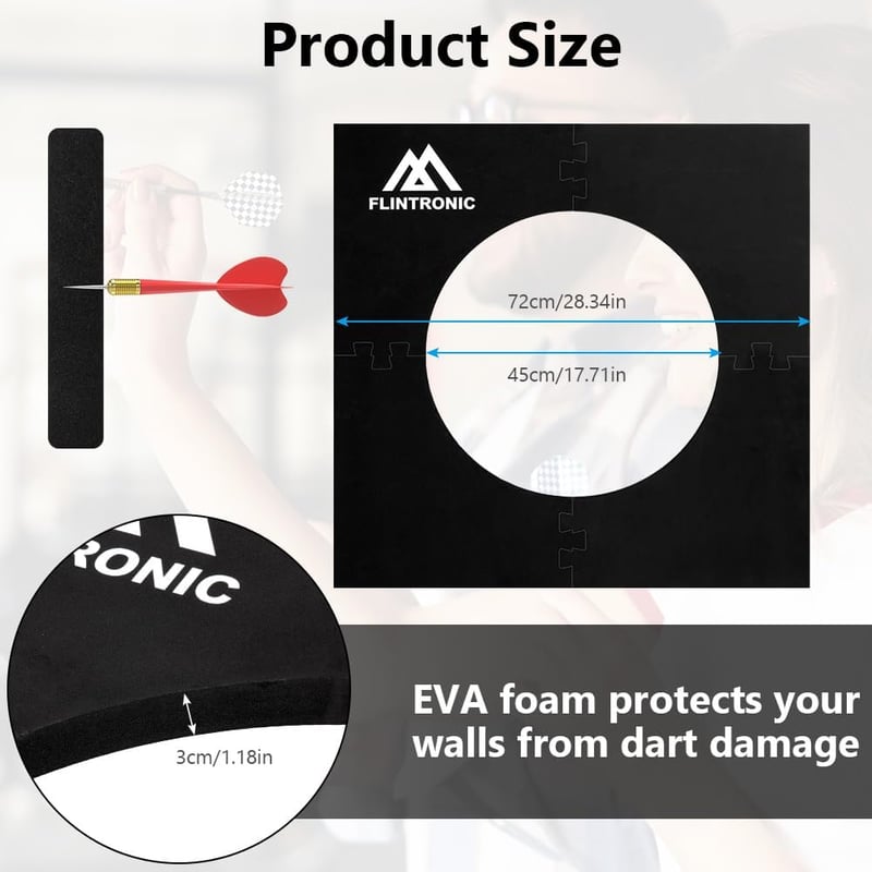 flintronic EVA darts tábla védő keret 45 cm-es dartboardhoz, összátmérő 72 cm, könnyű védőgyűrű, hátfalra illesztve