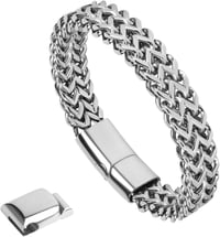flintronic Férfi Rozsdamentes Acél Karkötő, Kubai Lánc, 10mm Széles, 21cm 8