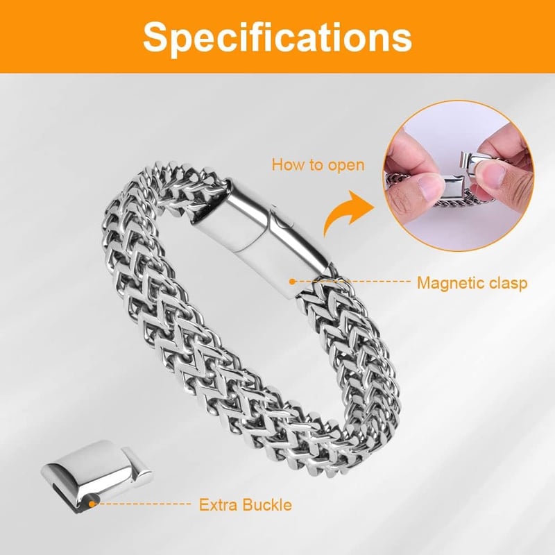 flintronic Férfi Rozsdamentes Acél Karkötő, Kubai Lánc, 10mm Széles, 21cm