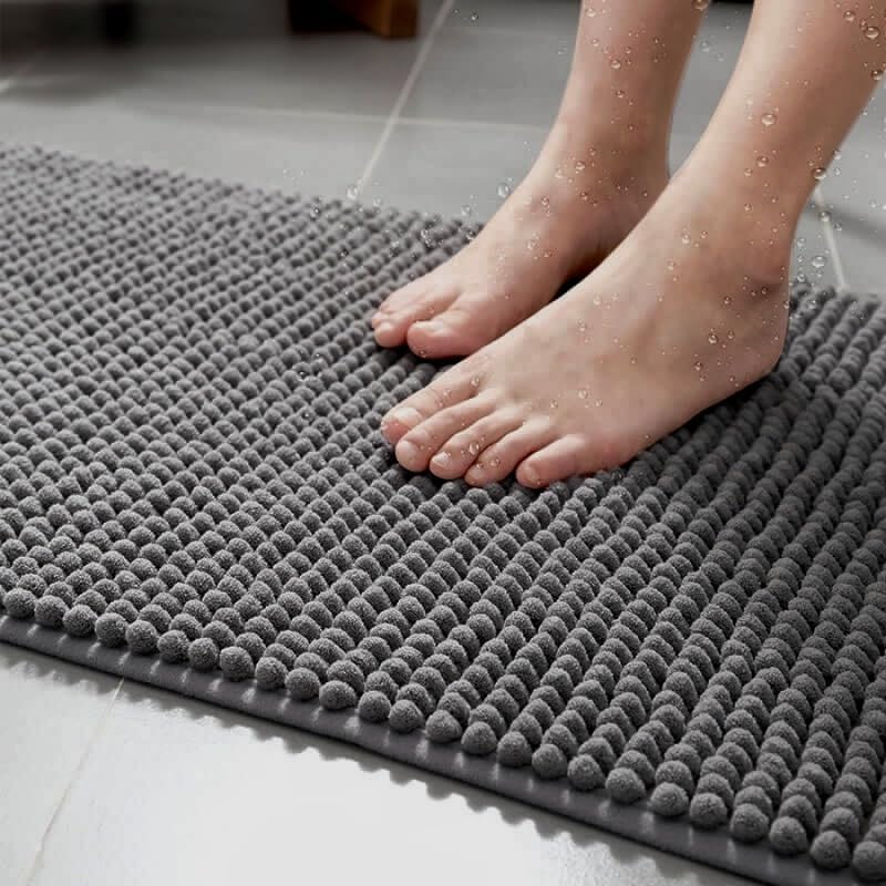 flintronic Fürdőszobai Szőnyeg 40x60cm Csúszásmentes Puha Chenille Zuhanyzó Fürdőkád Szürke
