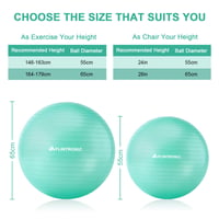 Minge de gimnastică flintronic 55 cm, minge de yoga ultra groasă anti-explozie cu pompă de picior gonflabilă, minge de șezut antiderapantă, minge de fitness pentru pilates, verde 2