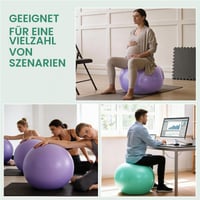 Minge de gimnastică flintronic 55 cm, minge de yoga ultra groasă anti-explozie cu pompă de picior gonflabilă, minge de șezut antiderapantă, minge de fitness pentru pilates, verde 6