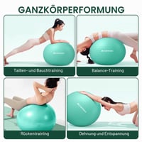 Minge de gimnastică flintronic 55 cm, minge de yoga ultra groasă anti-explozie cu pompă de picior gonflabilă, minge de șezut antiderapantă, minge de fitness pentru pilates, verde 7