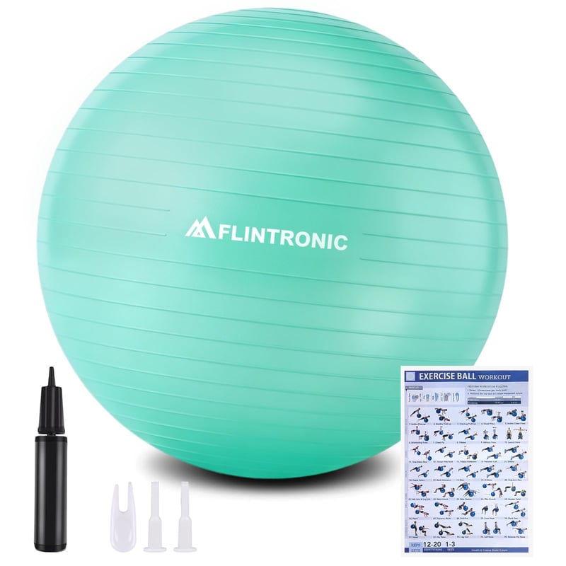 Minge de gimnastică flintronic 55 cm, minge de yoga ultra groasă anti-explozie cu pompă de picior gonflabilă, minge de șezut antiderapantă, minge de fitness pentru pilates, verde