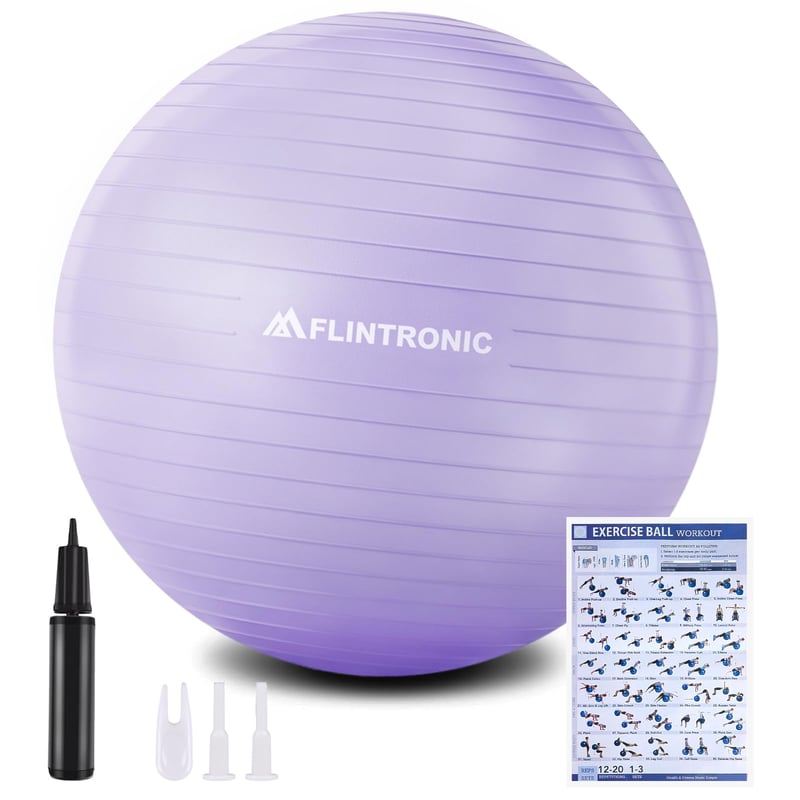flintronic Gymnastická lopta 65 cm, ultrahrubá fitlopta na cvičenie odolná proti prasknutiu s nafukovacou pumpou, protišmyková fitnes lopta na jogu, pilates
