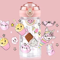 flintronic Gyermek Kulacs 500ml - BPA-mentes Szívószálas Ivópalack Szivárgásmentes Fedéllel, Rózsaszín Sportpalack Iskolába, Kiránduláshoz 8