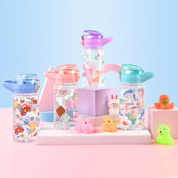 flintronic Gyermek Kulacs 500ml - BPA-mentes Szívószálas Ivópalack Szivárgásmentes Fedéllel, Rózsaszín Sportpalack Iskolába, Kiránduláshoz 5