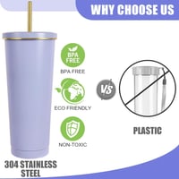 flintronic Hőszigetelt Termobögre 750ml - Dupla Falú Rozsdamentes Acél Kulacs Szívószállal, Szivárgásmentes Ivópohár Kávéhoz, Teához, Hideg- 3