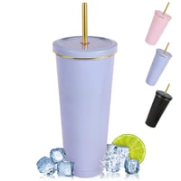 Termohrnček flintronic s objemom 750 ml - Dvojstenná nerezová fľaša s slamkou, nepriepustný pohár na kávu, čaj, studené nápoje. 2
