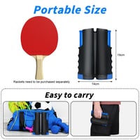 flintronic Vyťahovacia sieťka na stolný tenis na akýkoľvek stôl, prenosná náhradná pingpongová sieťka do interiéru aj exteriéru, max. 170 cm, modro-čierna 2