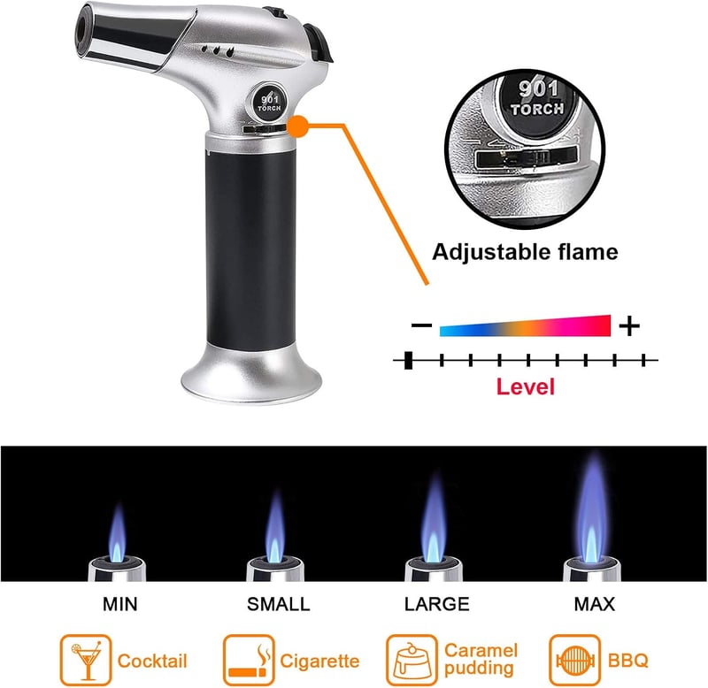 flintronic Konyhai Flambé Égő Rozsdamentes Acél Csúccsal és Biztonsági Zárral
