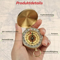 Busolă de exterior flintronic, busolă de buzunar din cupru, rezistentă la apă, cu indicator luminos, busolă vintage din metal cu scală de precizie, pentru drumeții, călătorii, camping 3