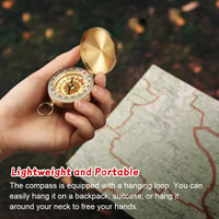 Busolă de exterior flintronic, busolă de buzunar din cupru, rezistentă la apă, cu indicator luminos, busolă vintage din metal cu scală de precizie, pentru drumeții, călătorii, camping 7