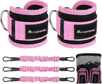 Flintronic Lábhurok D-Gyűrűs Kábelvonó Fitness Edzéshez Uniszex Bokavédő - #8 Black/Pink Set 8