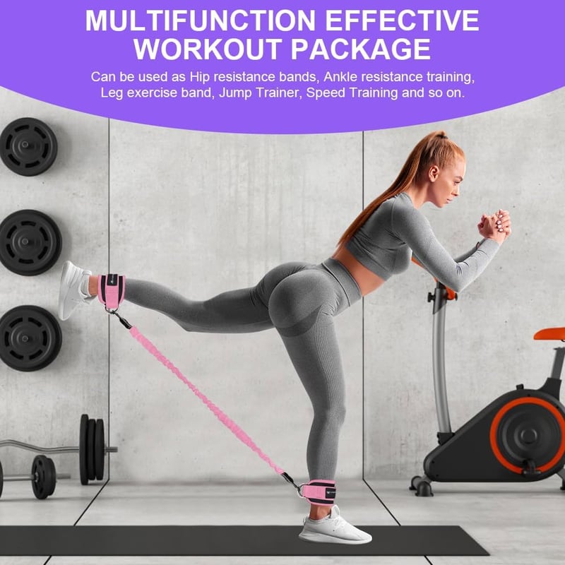 Flintronic Lábhurok D-Gyűrűs Kábelvonó Fitness Edzéshez Uniszex Bokavédő - #8 Black/Pink Set