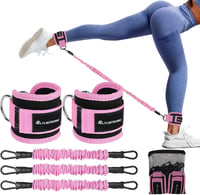 Flintronic Lábhurok D-Gyűrűs Kábelvonó Fitness Edzéshez Uniszex Bokavédő - #8 Black/Pink Set 1