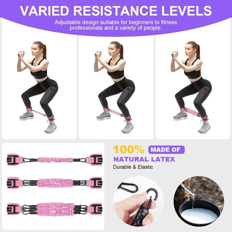 Flintronic Lábhurok D-Gyűrűs Kábelvonó Fitness Edzéshez Uniszex Bokavédő - #8 Black/Pink Set